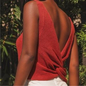 Twist-Back Knit Tank Top